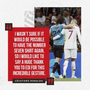 Cavani Pakai No. 21 dan Ronaldo Kenakan No. 7